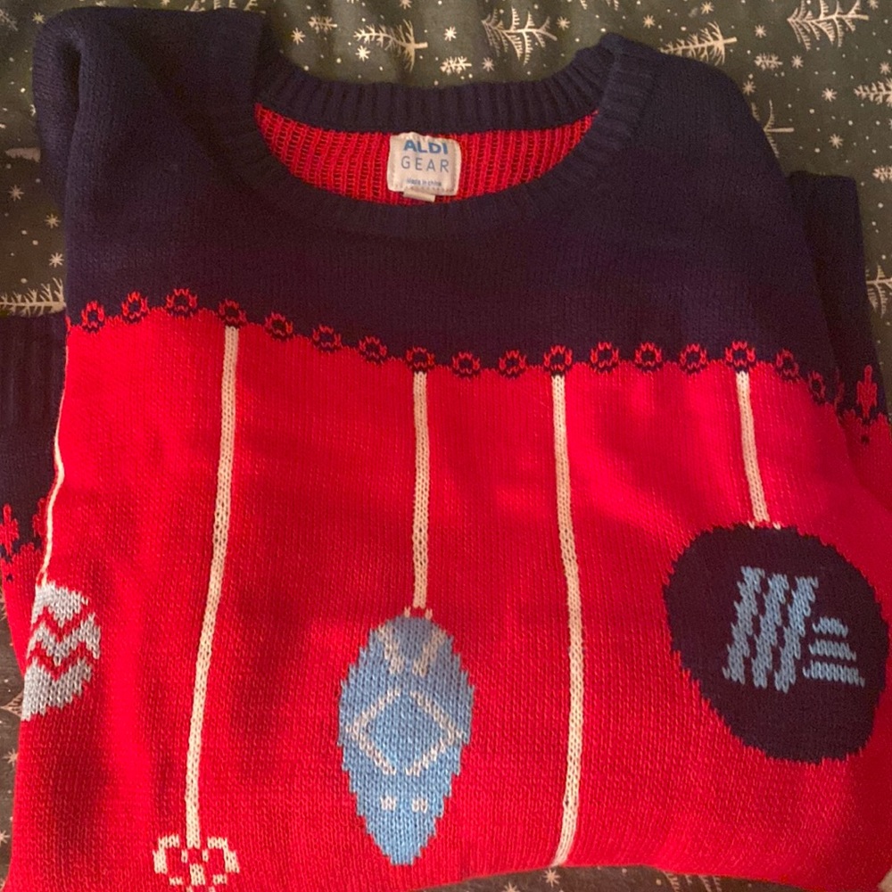 Brand new Aldi Gear Christmas ornament sweater. No tags. Never worn
